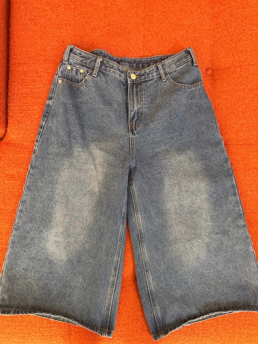 Women's Wide-Leg Cropped Denim Jeans - Blue